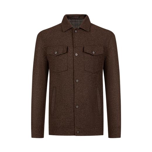 【特价】【含羊毛】柒牌夹克男秋冬新款时尚休闲工装风翻领毛呢外套夹克衫	121D70430 商品图3