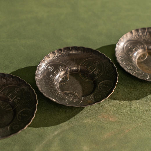录登制钱币纹锡杯托成套（五客） 商品图1