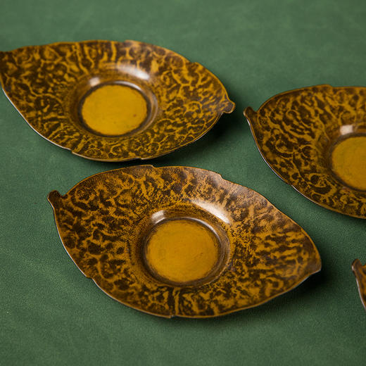 四世藏六造铜树叶形杯托成套（五客） 商品图2