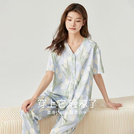 “3 部”  顶瓜瓜女士郁金香仿真丝短袖家居服三件套APW22504 商品图1