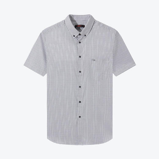 【100%棉】柒牌格子衬衫男夏季新款时尚休闲纯棉短袖翻领衬衣	124A70050 商品图3