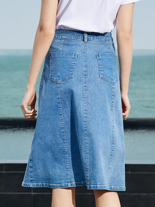 欧芮儿夏装2019新款女装牛仔半身裙女中长款a字裙高腰显瘦女裙 商品图1