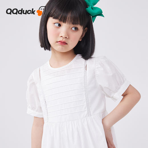 【120-165】【可可鸭】女童连衣裙镂空泡泡袖公主裙短袖纯棉裙子可可鸭（100%棉） 商品图6