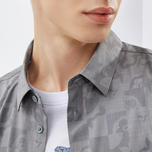 【含莫代尔】柒牌男士短袖衬衫夏季新款时尚潮流满身印花翻领衬衣	124A70030 商品图2