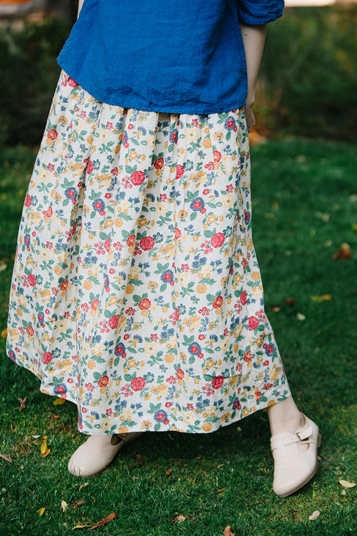 绽放155朵/碎花苎麻中长款半身裙 商品图5