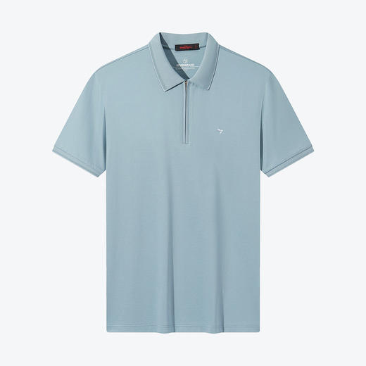 【含桑蚕丝】柒牌短袖男polo衫夏季新款拉链开襟翻领抗菌T恤	124T70550 商品图3