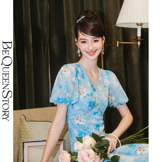 【孤品样衣，不退不换】  【花城秘境】气质复古优雅碎花连衣裙2023夏季新款 商品图4