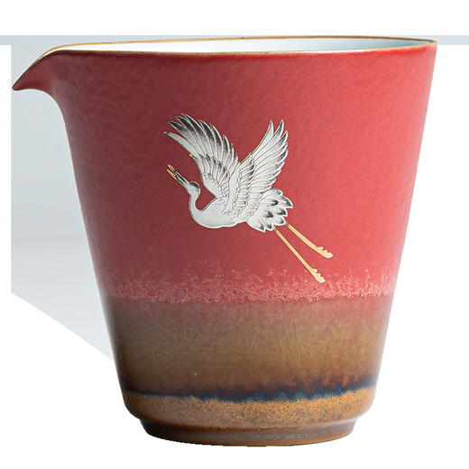 宫墙红公道杯功夫茶具配件陶瓷茶海新中式匀茶器分茶器礼盒装红色 商品图4