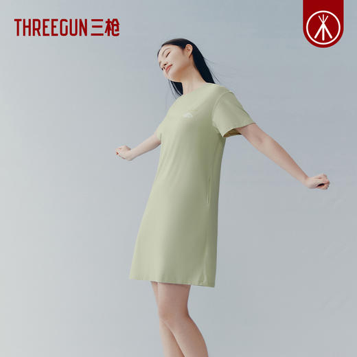 Threegun三枪 【冰泉棉】圆领短袖女士家居裙睡裙-70496A011 商品图3