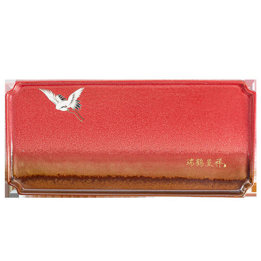 宫墙红干泡盘家用茶具喜字盘长方盘水果盘糕点盘陶瓷餐具婚庆茶盘 商品图3