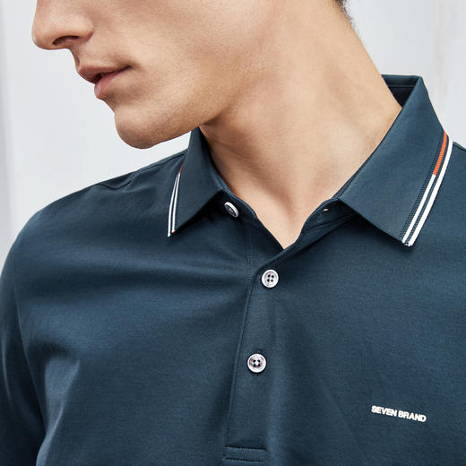 【含桑蚕丝】柒牌男装polo衫男夏季新款商务休闲凉感翻领T恤	124T73320 商品图2