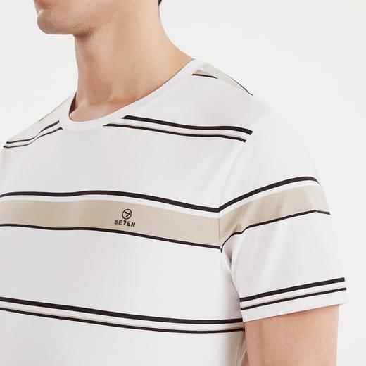 【丝光】柒牌短袖t恤男夏季新款时尚休闲条纹圆领男士体恤衫	122T71530 商品图1