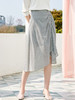 欧芮儿2019新款女装夏装雪纺半身裙女中长款高腰抽绳a字裙格子 商品缩略图0