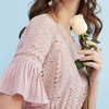欧芮儿 喇叭袖蕾丝连衣裙女中长款甜美粉色短袖连衣裙 商品缩略图2