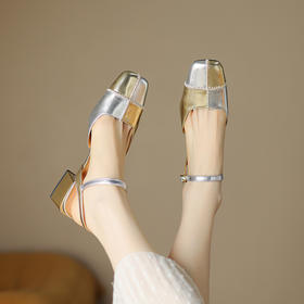 夏季新款，拼色里外全皮包头凉鞋HBP-5362