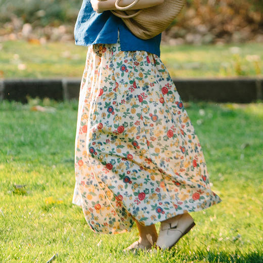 绽放155朵/碎花苎麻中长款半身裙 商品图0