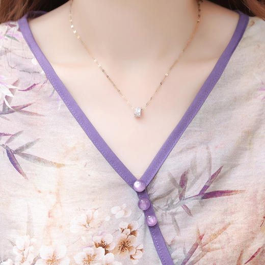 夏季新款，系带收腰裙中长款妈妈装短袖A字裙V领印花连衣裙QYM-XY-23X8967-Y 商品图3