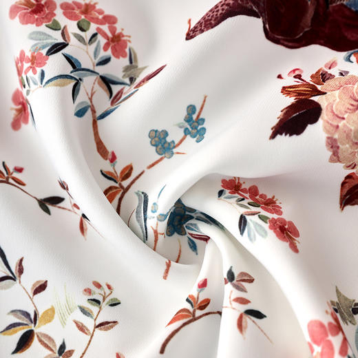 宽松遮肉显瘦，定位花鸟印花斜纹雪纺连衣裙WLZD-2312106 商品图3