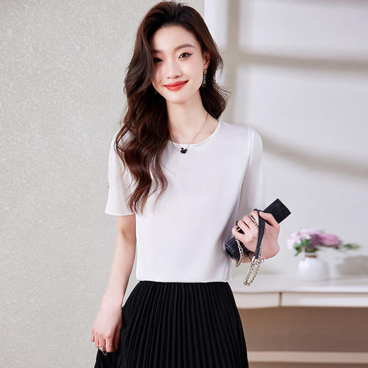 KQL 403H7666仿真丝短袖T恤上衣衬衫 商品图3