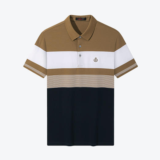 【100%丝光长绒棉】柒牌男士条纹polo衫夏季薄款短袖翻领T恤	124T70480 商品图3