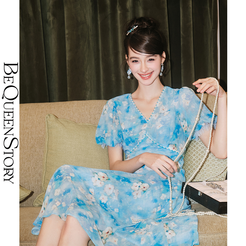 【孤品样衣，不退不换】  【花城秘境】气质复古优雅碎花连衣裙2023夏季新款