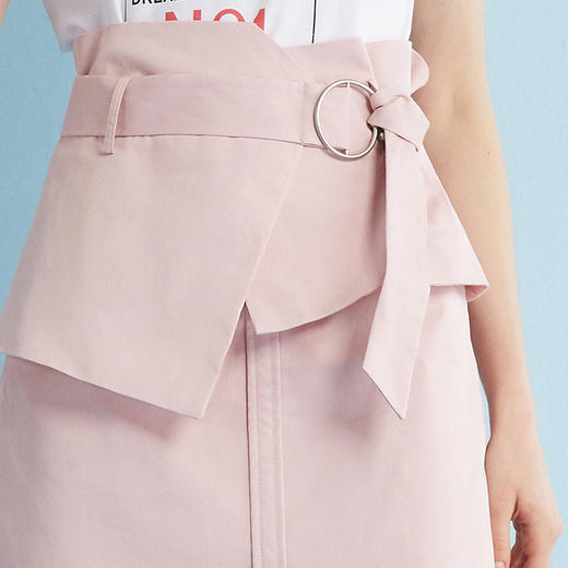 2018夏收腰气质拼接a字短裙子显瘦粉色半身裙女*[] 商品图2