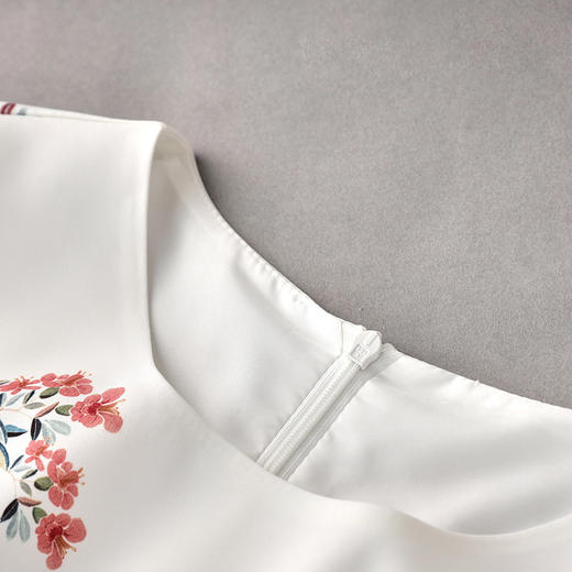 宽松遮肉显瘦，定位花鸟印花斜纹雪纺连衣裙WLZD-2312106 商品图2