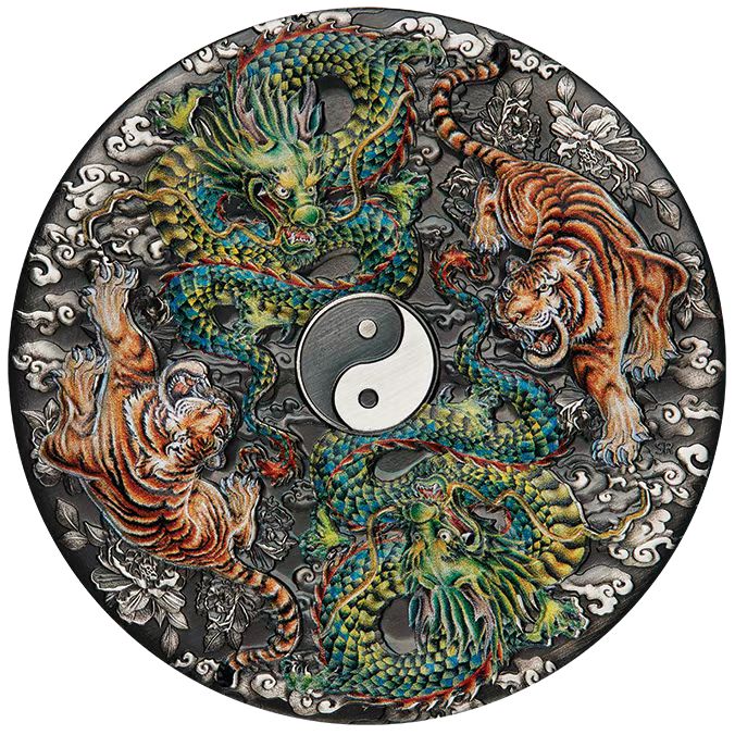 2023年图瓦卢 太极双龙双虎银币 含银5盎司