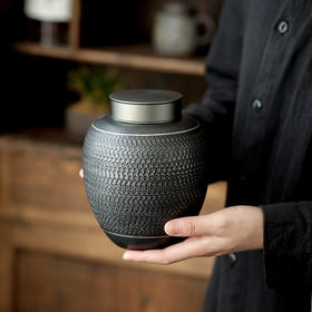 黑玄茶叶罐陶瓷密封罐过滤分离茶杯个人杯存储罐储茶罐普洱茶罐