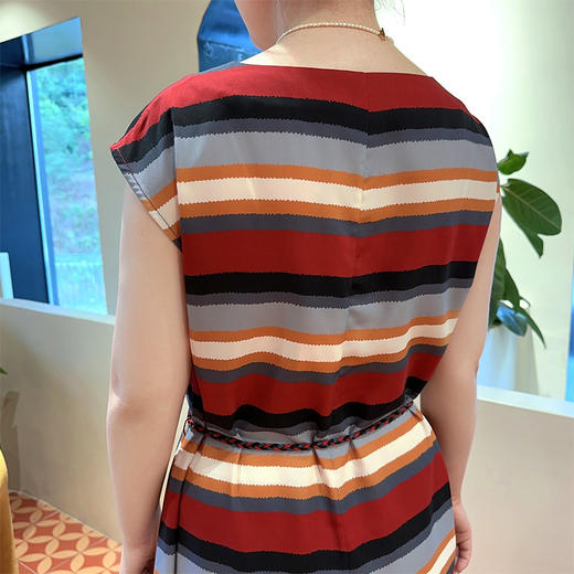 SAINT L’UCK/圣媛女装 度假风彩色条纹中长款收腰散摆连衣裙SA120L11 商品图4