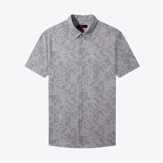 【含莫代尔】柒牌男士短袖衬衫夏季新款时尚潮流满身印花翻领衬衣	124A70030 商品图4