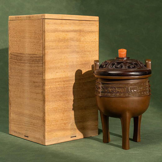 藏六款铜冲耳三足鼎式香炉（红木盖） 商品图4