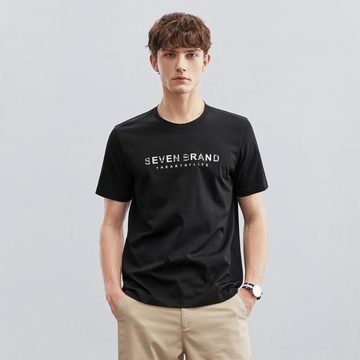 【凉感索罗那】柒牌冰丝短袖T恤男夏季新款国潮印花青年上衣	124T73030 商品图3