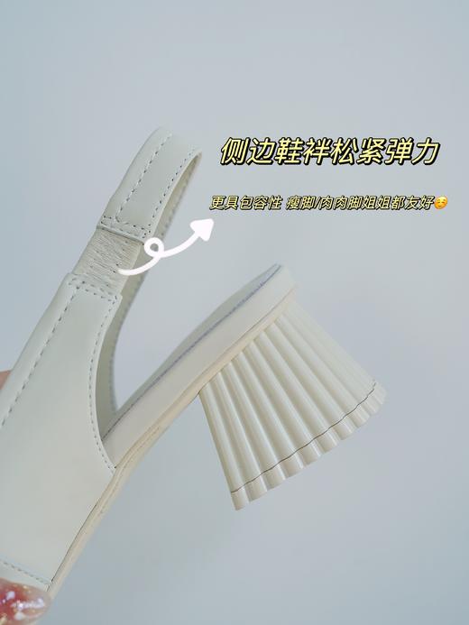 复古优雅方头贝壳跟凉鞋！花花团特别定制款！里外全羊皮！加厚脚掌垫脚柔软踩屎感 Q弹柔软 一脚蹬弹力带穿着方便！ 商品图8