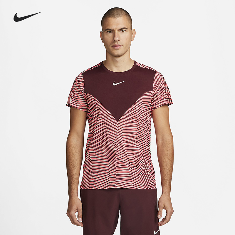 促销价！法网款 NikeCourt Dri-FIT Slam 条纹速干男子网球服