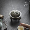【日用百货】-越窑梅子青瓷三足香炉带铜盖 商品缩略图0