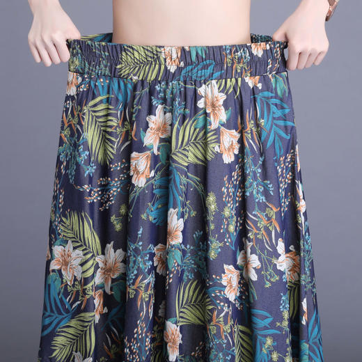 夏款时尚，中长款印花百褶裙松紧腰修身气质半身裙休闲裙MYX-1659-L 商品图3