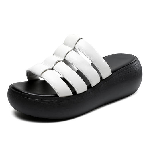 夏季新款，厚底拖鞋外穿头层牛皮舒适踩屎感时尚一字凉拖ZM232230 商品图6