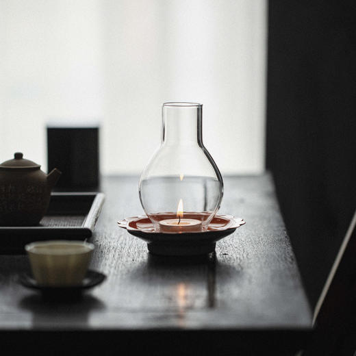 【日用百货】-宜室茶话 茶空间手绘陶瓷烛台玻璃灯罩 商品图1