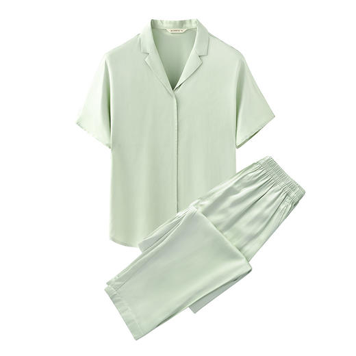 【竹纤维家居服】竹纤维家居服纯色情侣睡衣套装冰丝夏季短袖长裤凉感 商品图3