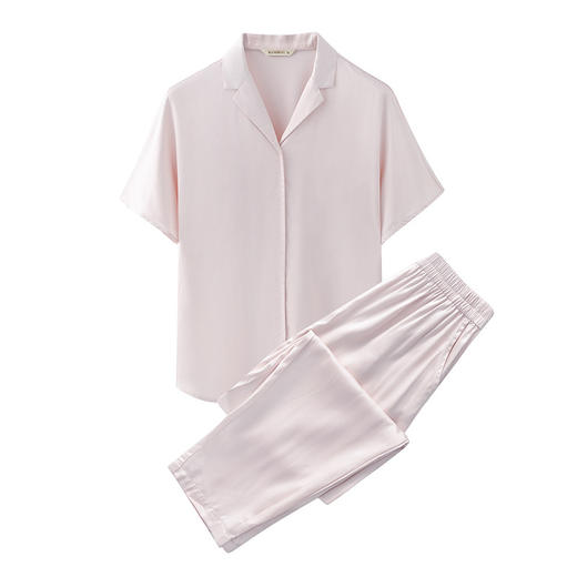 【竹纤维家居服】竹纤维家居服纯色情侣睡衣套装冰丝夏季短袖长裤凉感 商品图1