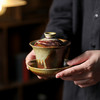 柴烧陶土盖碗景德镇陶瓷茶杯三才泡茶碗单个不烫手功夫茶具手抓碗 商品缩略图0