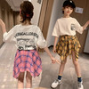 【服装鞋包】夏装新款韩版儿童洋气短袖潮衣格子裙子两件套 商品缩略图0