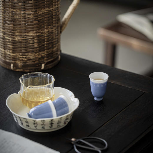 【日用百货】-宜室茶话  复古手绘诗文高足茶杯 商品图4