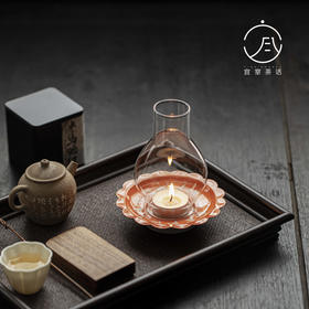 【日用百货】-宜室茶话 茶空间手绘陶瓷烛台玻璃灯罩