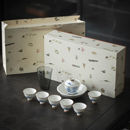 【日用百货】-宜室茶话青花手绘青山盖碗茶杯 商品图1