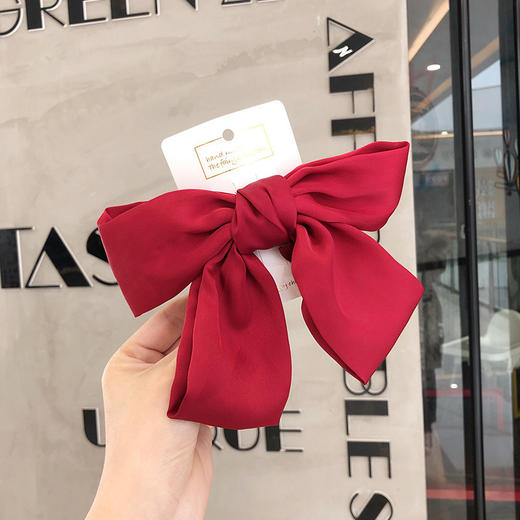 【清仓捡漏19.9元4个】超大黑色蝴蝶结发夹日系大人儿童缎面红色发卡后脑勺弹簧夹子头饰 商品图10