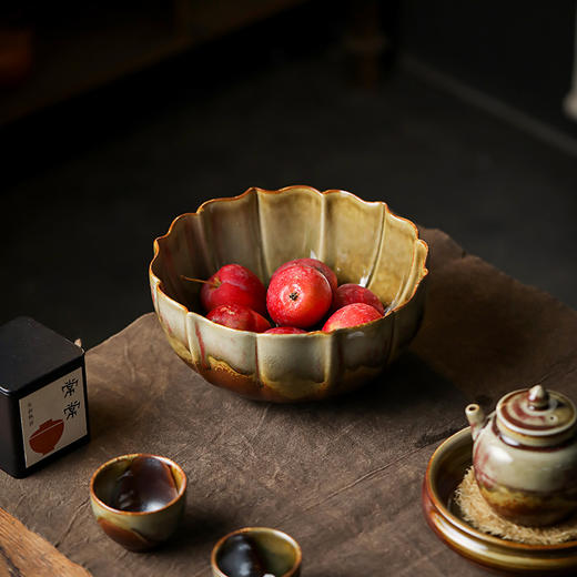 复古柴烧茶洗创意家用大号杯洗笔洗功夫茶具配件窑变陶瓷茶渣缸 商品图3