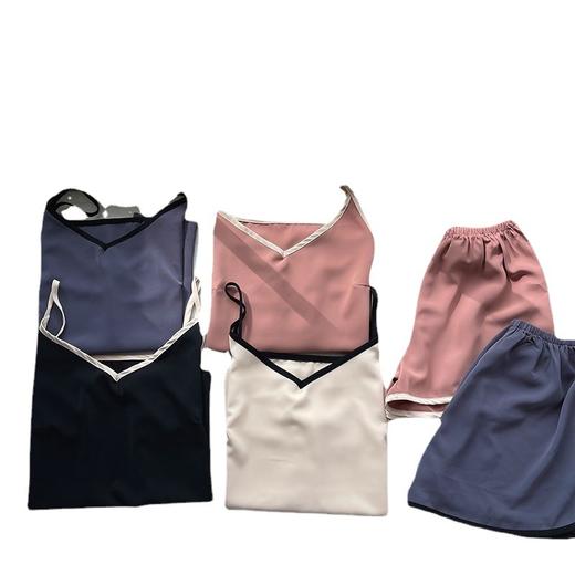 【凉爽透气亲肤不变形】春夏女士宽松V领缎面吊带套装，个性撞色舒适家居服韩版睡衣，持久耐穿不起褶sh 商品图4