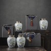 【日用百货】-手绘浮雕窗花复古茶叶罐双层锡盖陶瓷密封罐 商品缩略图3